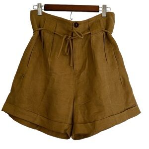 SCOTCH & SODA STAY SUNNY HIGH WAISTED PAPER BAG SHORTS COCONUT SHELL BRN SIZE M